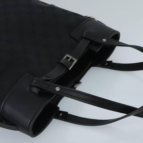 GUCCI GG Canvas Tote Bag Black Silver - Picture 6 of 16
